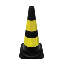 Cone Refletivo Preto e Amarelo 50 cm